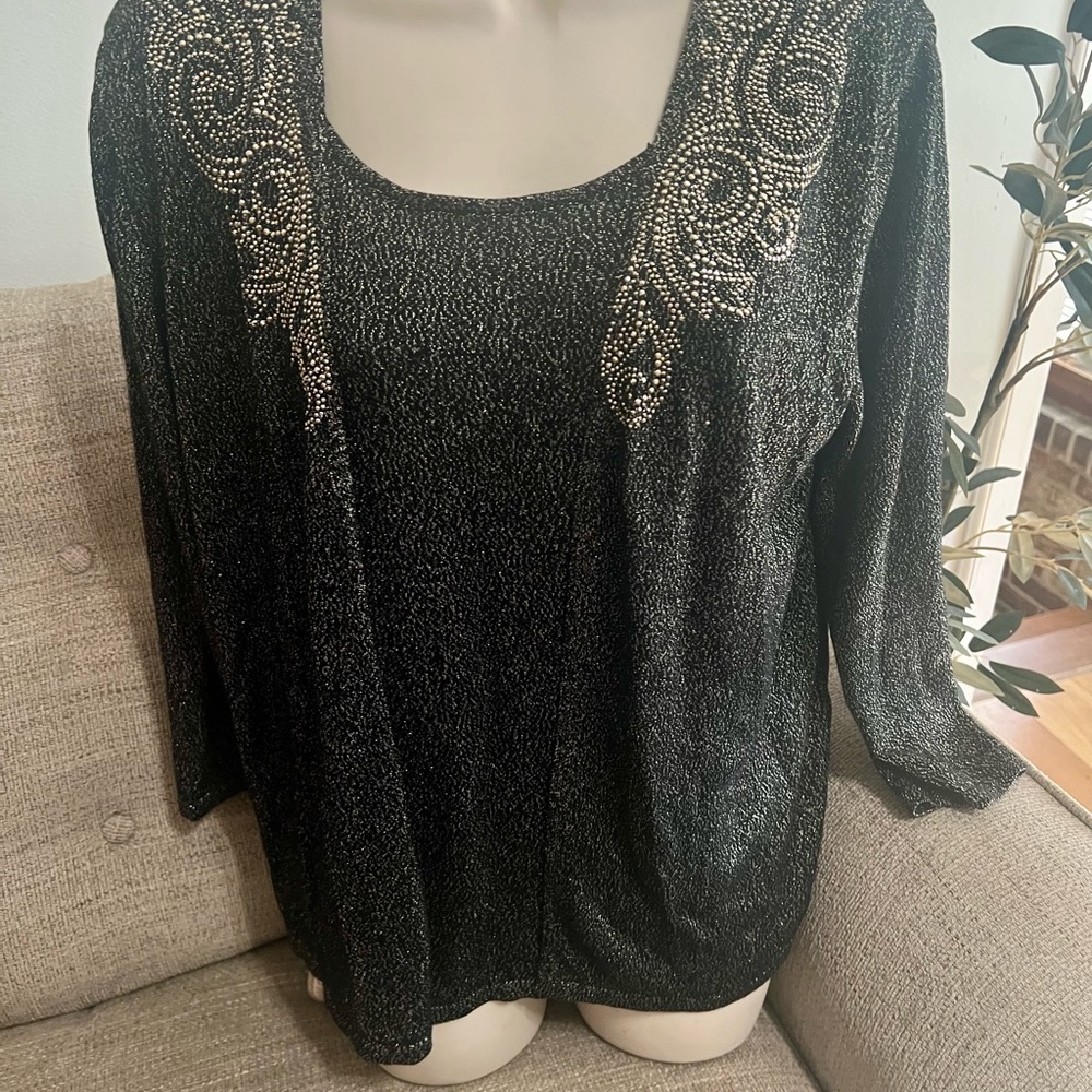Ruby Rd Embellished and Metallic Metallic Thread Top Size‎ M